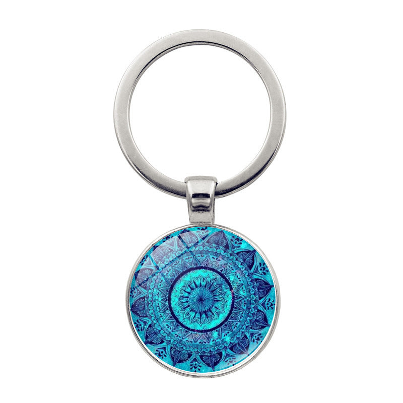 Wholesale Zinc Alloy Mandala Flower of Life Time Gem Creative Keychain